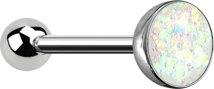 Produktbild Star Piercing Barbell silber mit Kugel und Kugel Opal weiss (ohne Messing, Chirurgenstahl 316L)
