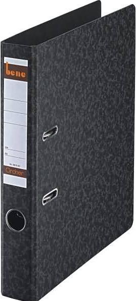 Produktbild Bene Hartpappe Ordner schwarz marmoriert Karton 4,5 cm DIN A4 (A4, 45 mm, 1 Stück)