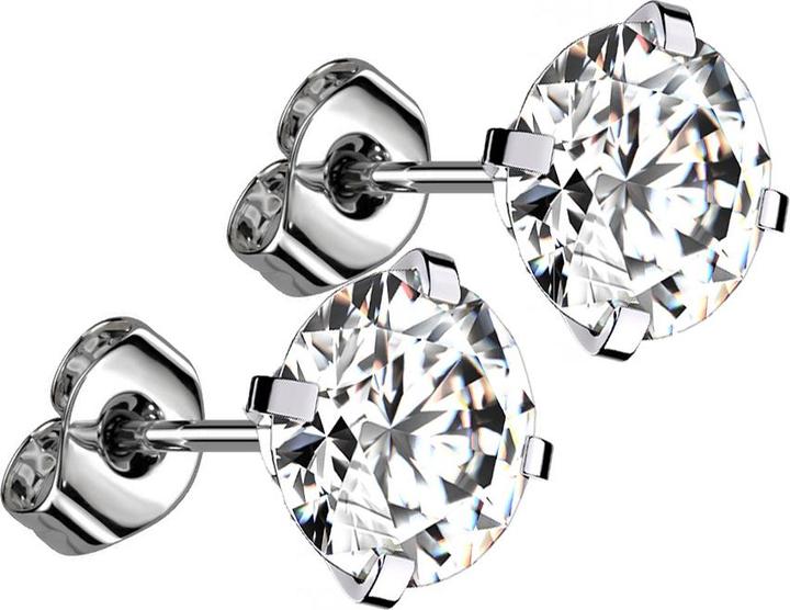 Image du produit Star Piercing Boucles d'oreilles avec cristal rond argenté (Titane G23, sans laiton)