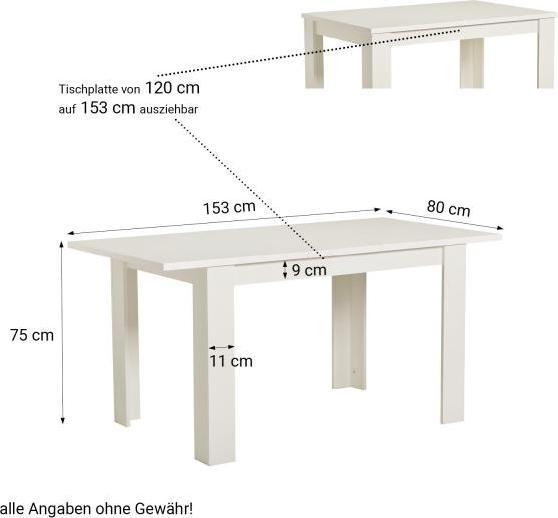 Immagine prodotto Homestyle4u Tavolo da pranzo allungabile (120 x 80 x 75 cm)