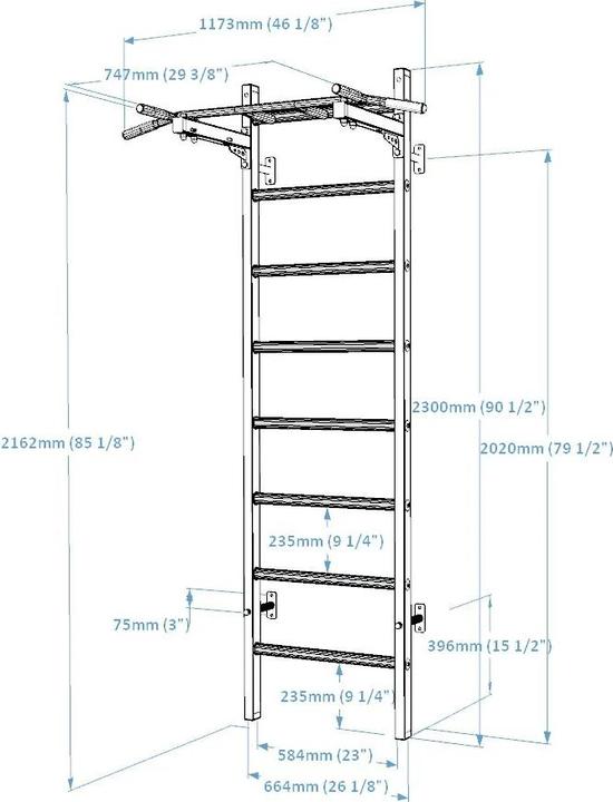 Actual product image BenchK Wall bars 221 with multi pull-up bar
