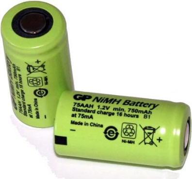 Productafbeelding GP Batteries Speciale oplaadbare batterij 2/3 AA Flat-Top NiMH GP75AAH 1,2 V 750 mAh (1 Pcs., Onbepaalde grootte, 750 mAh, Batterij)