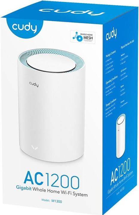 Actual product image Cudy M1300 1-PACK mesh wi-fi system Dual-band ( / ) Wi-Fi 5 (802.11ac) White Internal