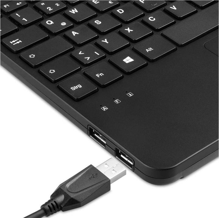 Produktbild Perixx PERIBOARD-526 H DE, Kabelgebundene Mini-USB-Tastatur mit Trackball - Scherentasten - 2 USB-Hu (DE, Kabelgebunden)