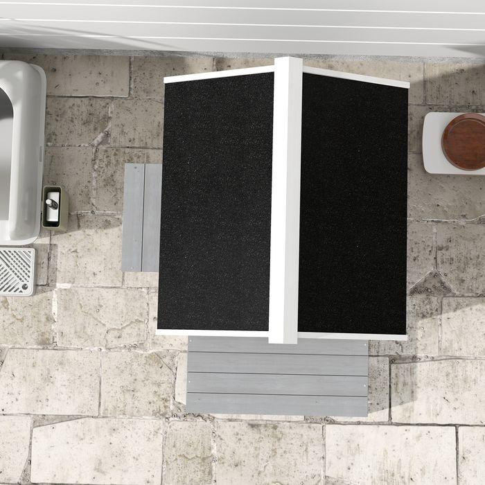 Actual product image Swisshandel24 Katzenhaus aus Holz Katzenhöhle mit Fenster, Balkon für Indoor, Outdoor Grau (Cat)