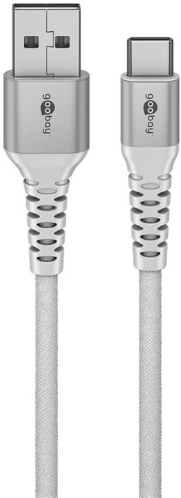 Immagine prodotto Goobay Cavo USB-C in tessuto Supersoft con spine in metallo, 2 m, bianco (2 m, USB 2.0)