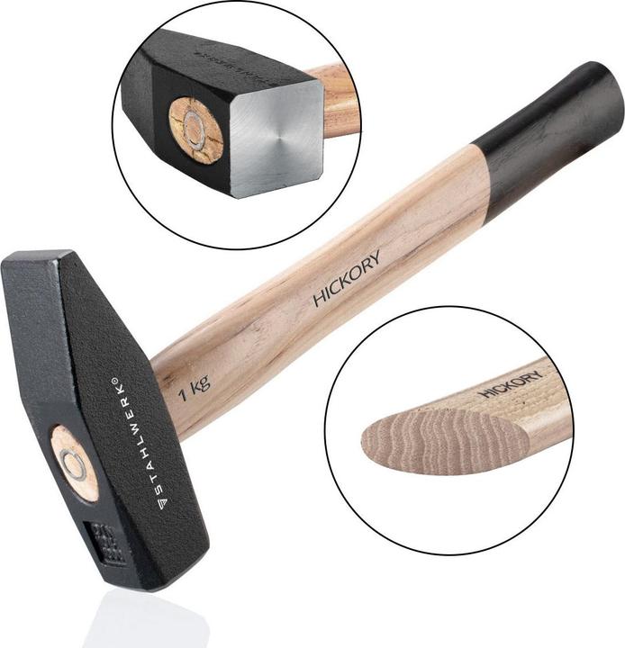 Produktbild Stahlwerk Hammer Schlosserhammer 1.000 g robuster Kopf aus Stahl, Griff Hickory (1000 g)