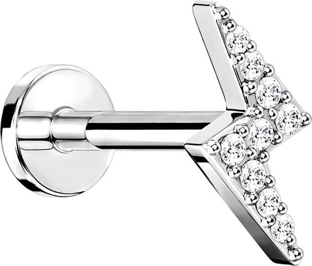 Actual product image Star Piercing Micro Labret internal thread silver flash with crystal (Surgical steel 316L, Brass)