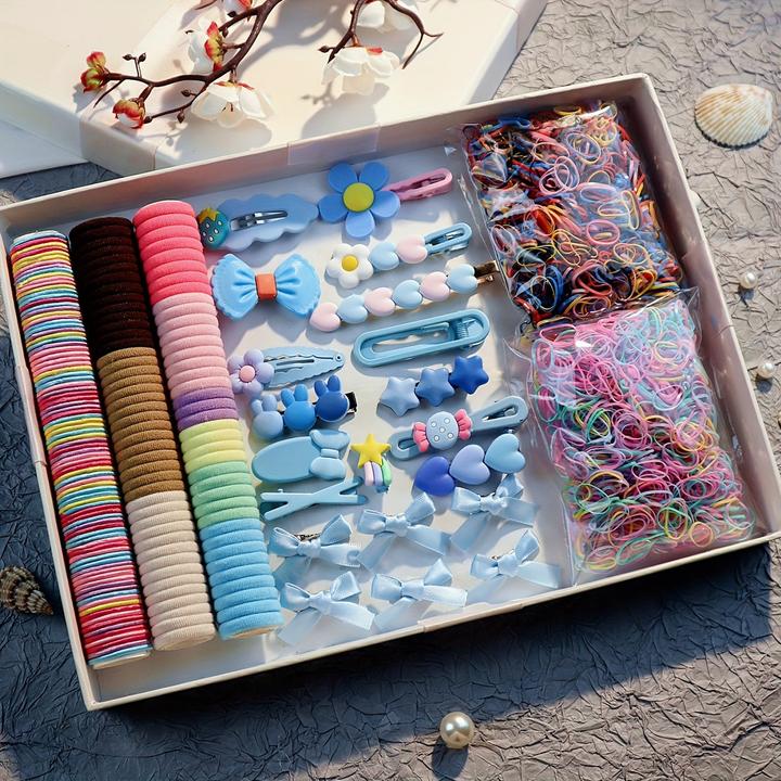 Produktbild Activity Board 2170pcs Haar Styling Wesentliche Zubehör bunte elastische Haarbänder Harz Haar Zubehör Set (2170 Stk.)