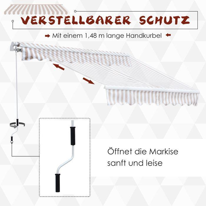Produktbild Swisshandel24 Markise mit Handkurbel, Gelenkarmmarkise, Sonnenschutz, Wandmontage, Balkon, Alu Berge 3 x 2,5 m (2.45 m)
