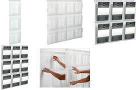 Actual product image Helit PLACATIV wall display, 3 compartments DIN A4 portrait, crystal clear Compartment depth: 35 mm, SAN (A4 portrait)