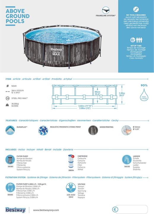 Immagine prodotto Bestway Acciaio Pro Max (Ø 366 x 100 cm)