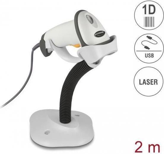 Actual product image Delock USB barcode scanner 1D with connection cable and holder (1D barcodes)