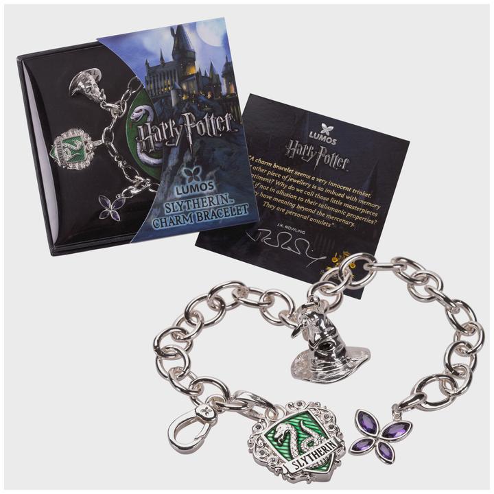 Actual product image Noble Collection Harry Potter bracelet avec pendentifs plaqué argent Lumos Slytherin (20 cm)