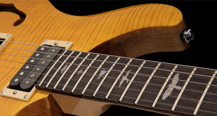 Actual product image PRS SE Custom 22 Semi-Hollow - Santana Yellow (Electric guitar, Maple, Mahogany, Rosewood)