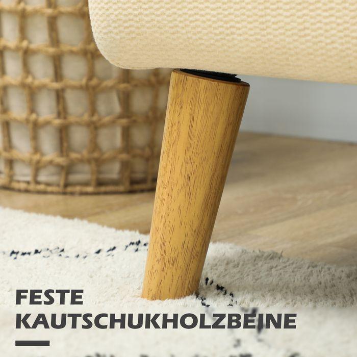 Produktbild Swisshandel24 2 Sitzer Sofa, Kleine Couch mit Samtoptik, Holzbeine für Wohnzimmer Creme (2-Sitzer)