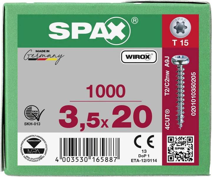 Immagine prodotto Spax Viti per truciolare PH T15 3,5x20 mm (1000 Viti per pezzo)