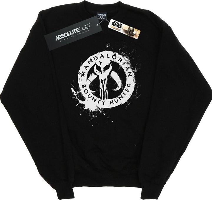 Actual product image Star Wars Mens The Mandalorian Bounty Hunter Splatter Skull Sweatshirt (S)