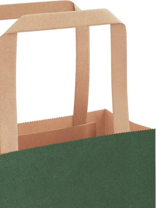 Produktbild VidaXL Kraftpapiertüten 50 Stk. mit Henkel Grün 21x11x36 cm Papiertüte (Geschenktüte, 50 x)