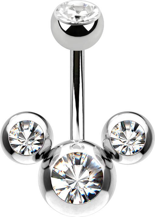 Star Piercing Banane silber Micky Maus mit Kristall silber (Chirurgenstahl 316L, ohne Messing)