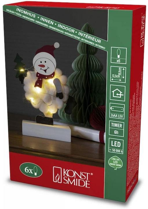 Actual product image Konstsmide LED Wooden Silhouette 'Snowman with Cotton