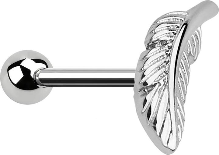 Star Piercing Micro Barbell silber mit Kugel und Feder links (Messing, Chirurgenstahl 316L)