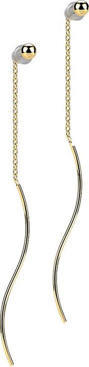 Produktbild Star Piercing Ohrstecker vergoldet Kugel freifallende Kette mit Welle (ohne Messing, Chirurgenstahl 316L)