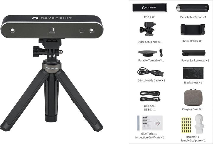 Actual product image Revopoint 3D scanner POP 2 premium package