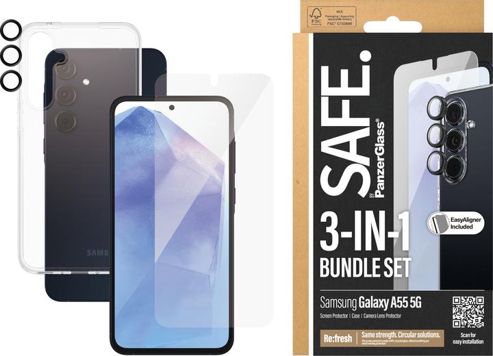 Immagine prodotto Safe Vetro da bordo a bordo + custodia (1 Pezzo/i, Samsung Galaxy A55)