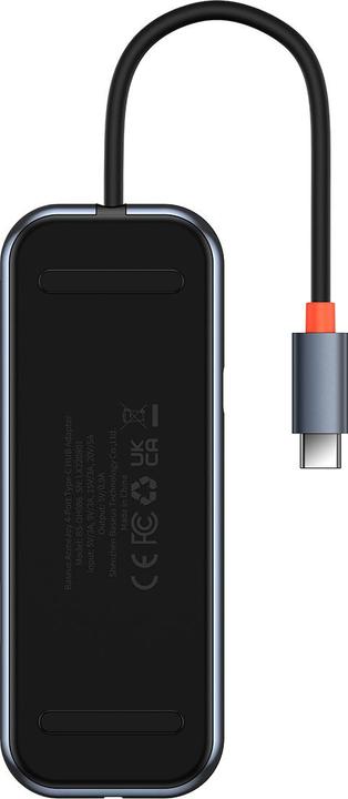 Image du produit Baseus AcmeJoy 4-Port Type-C HUB AdapterType-C to USB3.0*3+Type-C PD&Data *1Dark Gray (USB-C, 4 Ports)