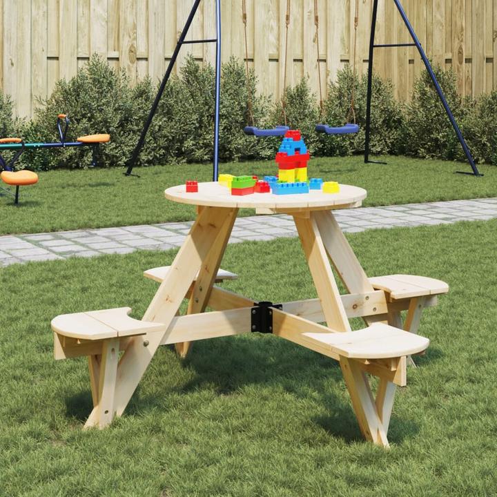 Image du produit VidaXL Table de pique-nique pour 4 enfants avec trou pour parapluie Rond