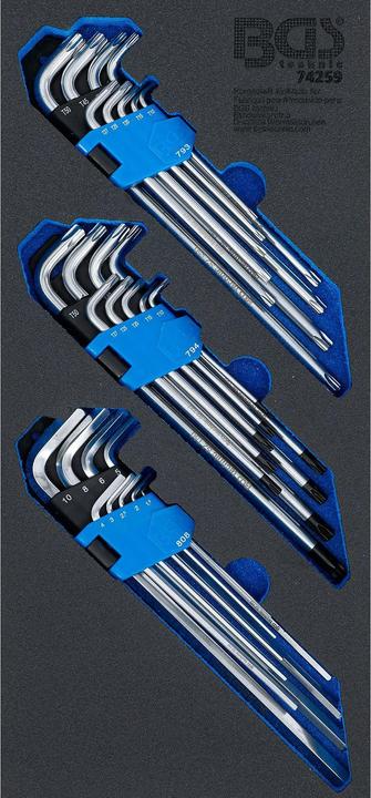 Productafbeelding BGS Werkplaatswagen inzet 1/3: hoeksleutelset | extra lang | T-profiel (voor Torx), T-profiel (voor T