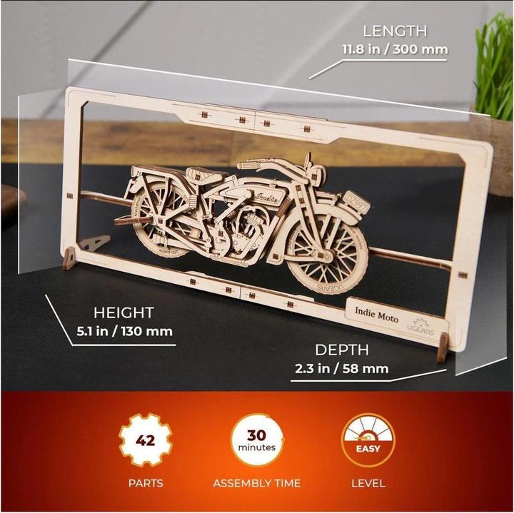 Actual product image Ugears 70194 Indie Moto 2.5D Puzzle - Indie Moto 2.5D Puzzle