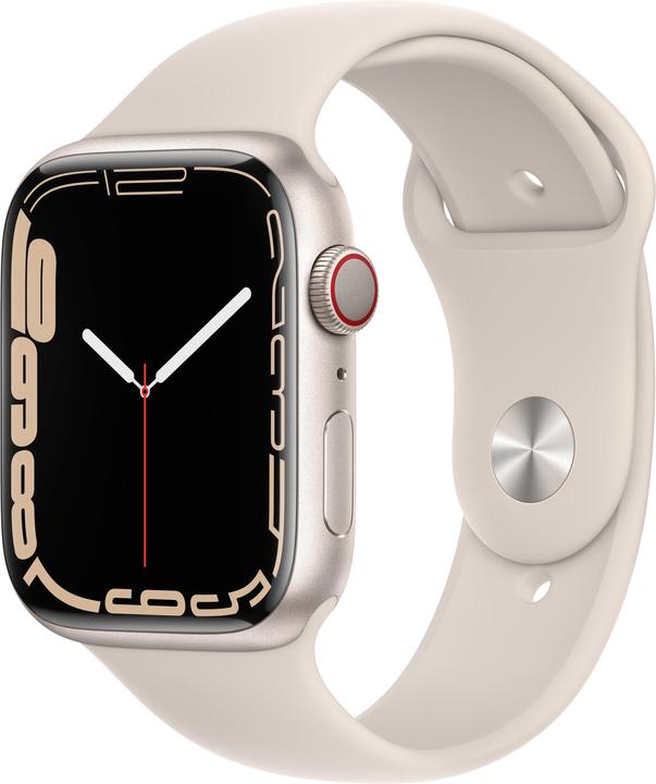Apple Watch Series 7 GPS + Cellular 45mm Starlight Aluminium Case with Starlight Sport Band Regular (38 mm)