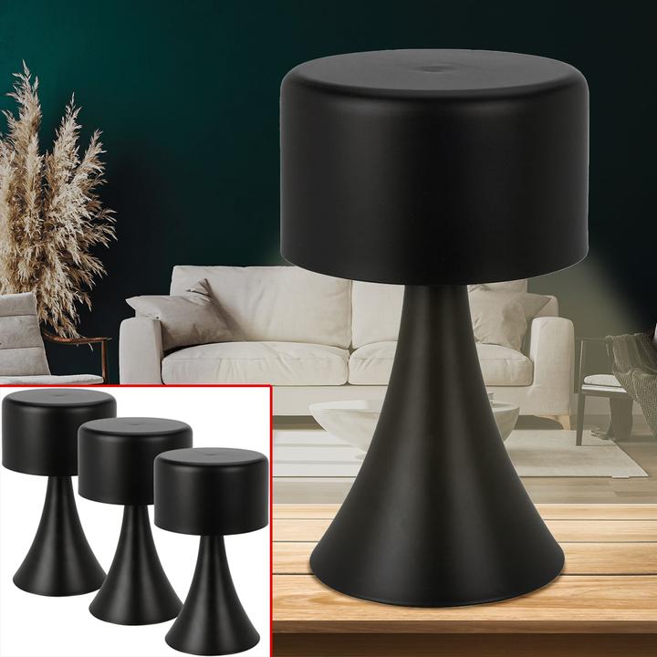 Image du produit H & S Collection Lot de 3 lampes de bureau LED design, noires, à piles, 12 x 21 cm