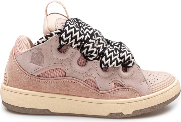 Lanvin curb sneakers in white and pink leather (36)