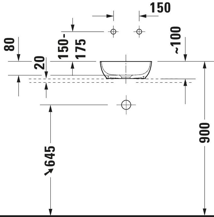 Actual product image Duravit Sivida countertop washbasin, angular, 300x300mm, without tap hole, without overflow (300 mm, 300 mm)