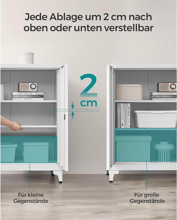 Produktbild Songmics Metall-Lagerschrank 40 x 80 x 90 cm, Weiss (80 x 90 x 40 cm)