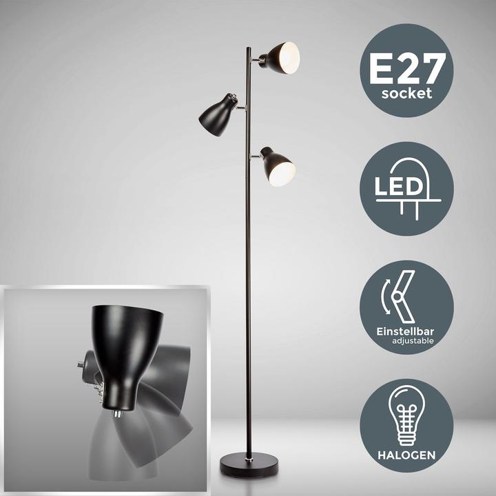Produktbild B.K.Licht Stehleuchte, schwarz, 3xE27 exkl. (E27)