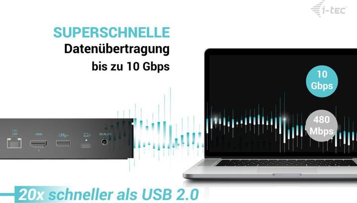 Produktbild i-tec Universal 5x 4K Display DS 5x 4K 2x DP 3x HDMI 1x 2,5GLAN 2x USB-C Gen.2 3x USB 3.2 Gen.2 1x A (USB-C, 10 Ports)