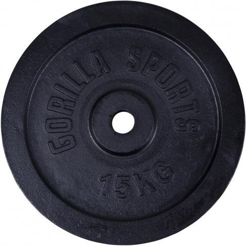 Immagine prodotto Gorilla Sports Piastra del peso in ghisa nera 1,25-15 KG (1 x 15 kg)