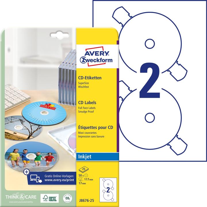 Produktbild Avery CD-Etiketten SuperSize