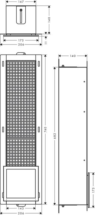 Immagine prodotto hansgrohe XtraStoris Original portarotolo, da incasso, con contenitore per 6 rotoli, 140x140x682 mm