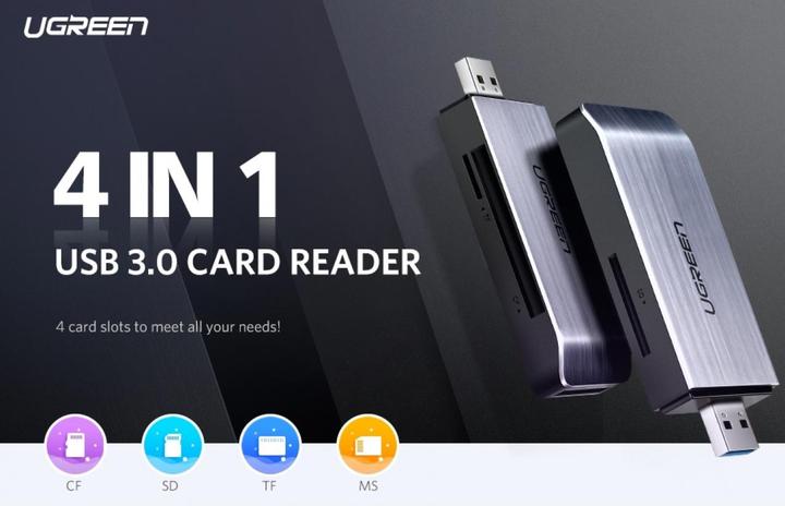 Actual product image Ugreen 4-in-1 Cardreader (USB 3.0)