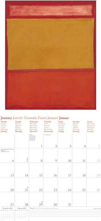 Produktbild Neumann N NEUMANNVERLAGE - Mark Rothko 2025 Broschürenkalender, 30x30cm, Wandkalender mit Abbildungen von (30 x 30 cm, Harter Einband, Deutsch)