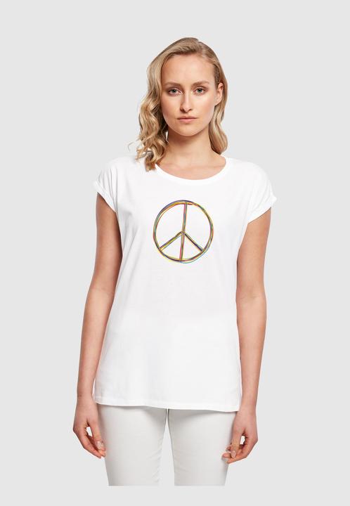 Image du produit Merchcode Peace Multicolor avec tee-shirt femme à épaules étendues - 161399 (XS)