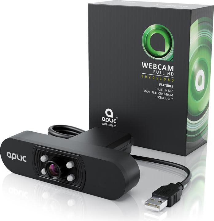 Immagine prodotto Aplic Webcam Full HD con microfono, 1920x1080P @ 25 Hz, 4 luci ausiliarie / luce di scena, obiettivo 5P
