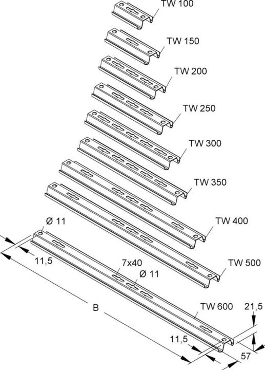 Actual product image Niedax NIE TW300E3 support bracket B290mm stainless steel material no.: 1.4301 1.4303