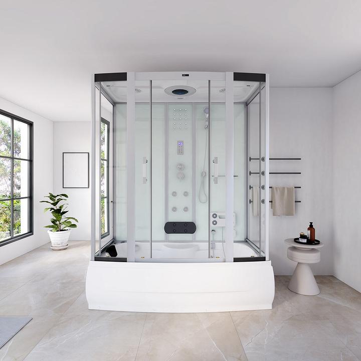 Actual product image Home Deluxe Steam shower with whirlpool function and LED lighting YARU WHITE - 170x90x220 cm