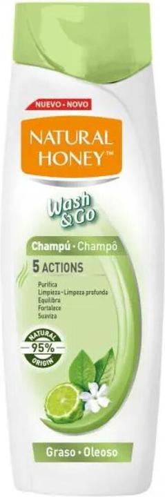 Natural Honey Wash y Go Champú Graso 400ml (400 ml, Flüssiges Shampoo)